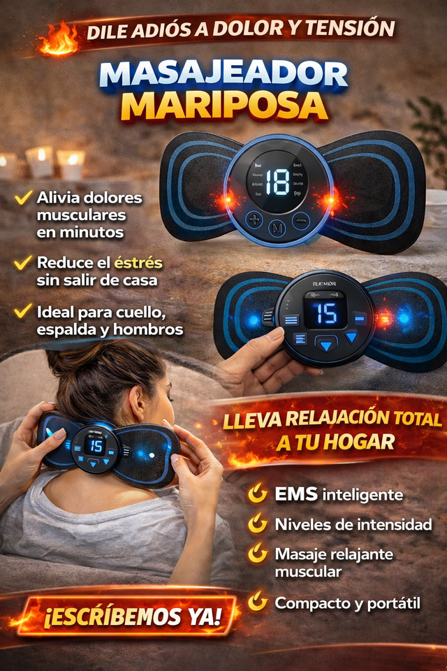 COMBO DESCANSO TOTAL – ALMOHADA MASAJEADORA + MASAJEADOR MARIPOSA