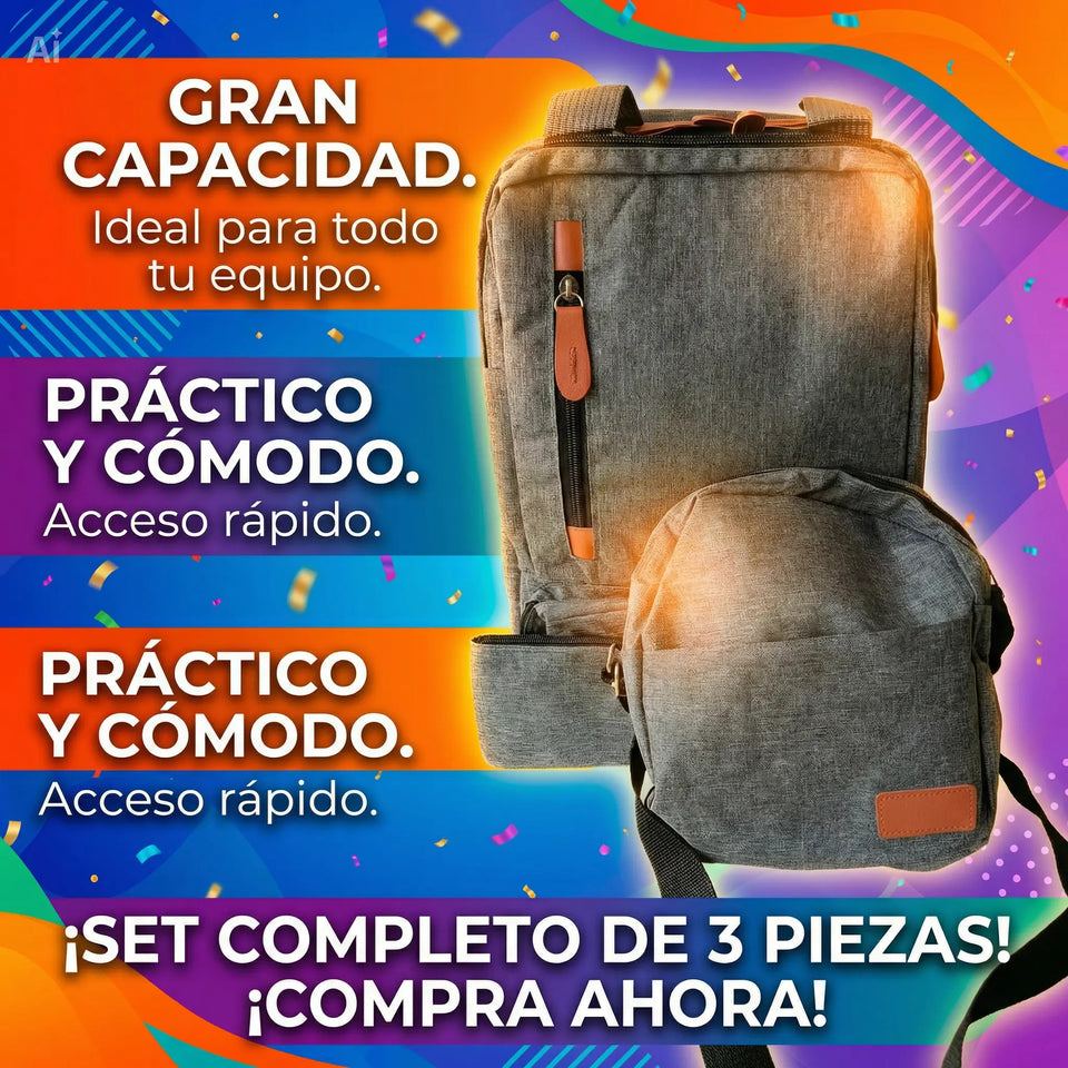 MOCHILA 3 EN 1 MULTIFUNCIONAL GRIS